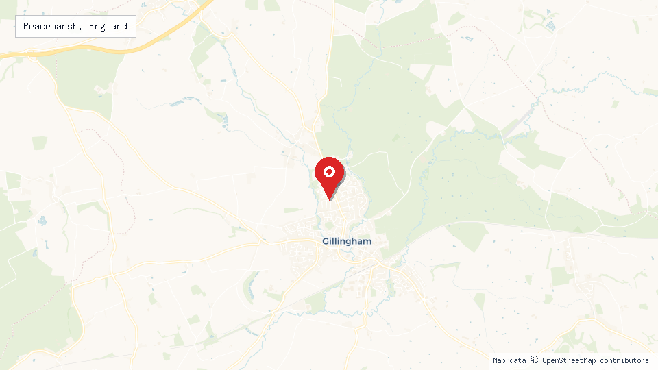 Street map of Peacemarsh, England with location pin