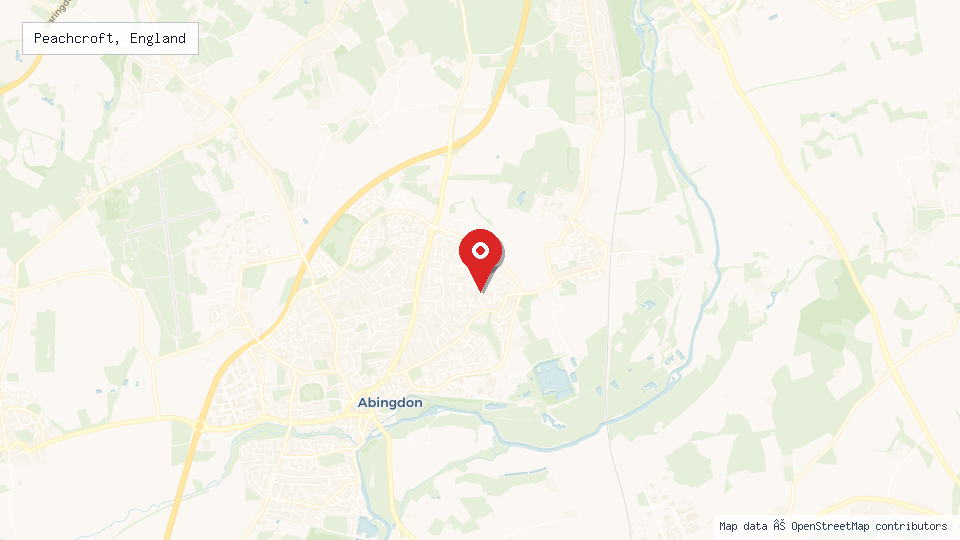 Street map of Peachcroft, England with location pin