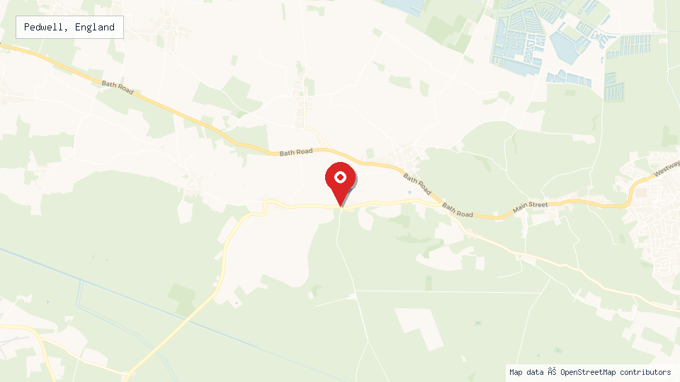 Street map of Pedwell, England with location pin