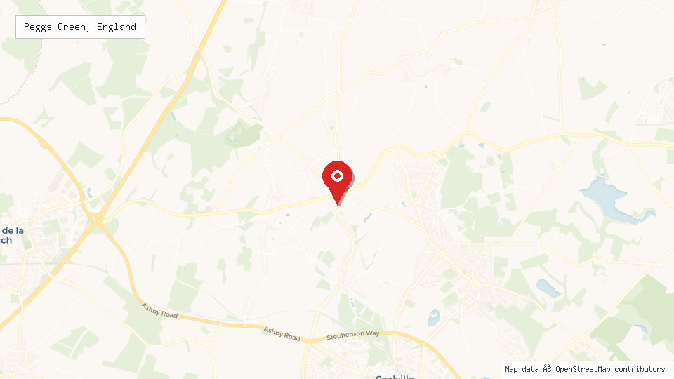 Street map of Peggs Green, England with location pin