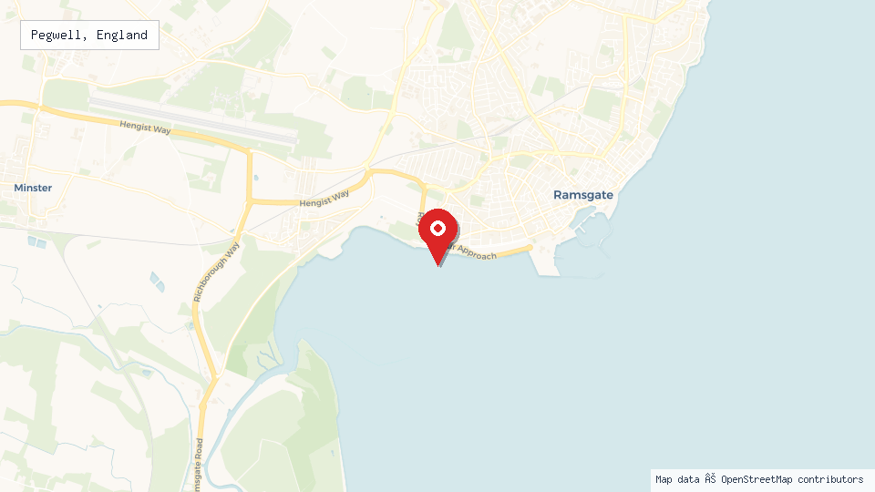 Street map of Pegwell, England with location pin