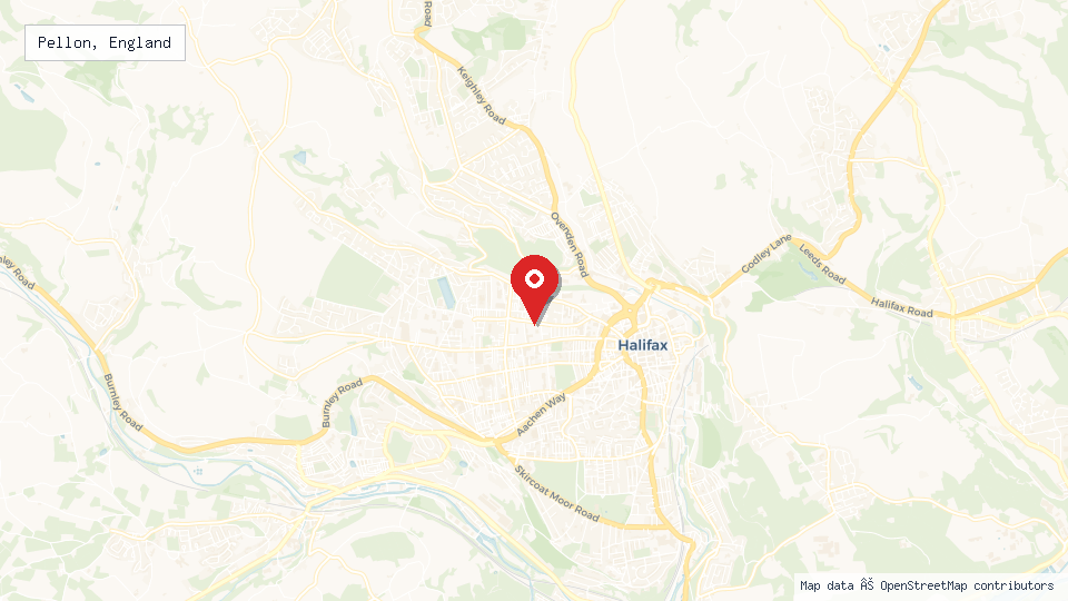 Street map of Pellon, England with location pin