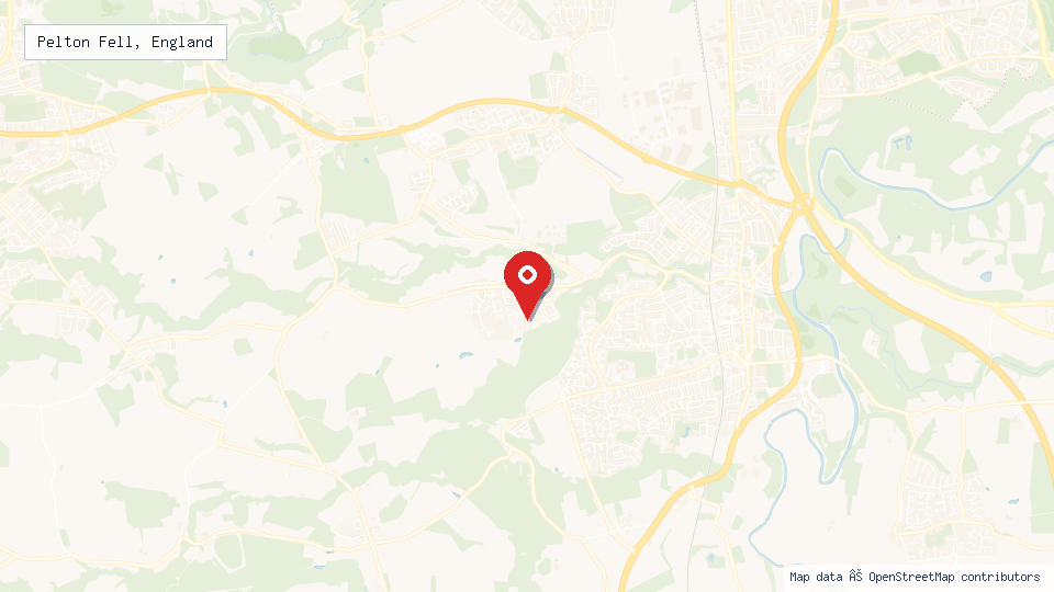 Street map of Pelton Fell, England with location pin