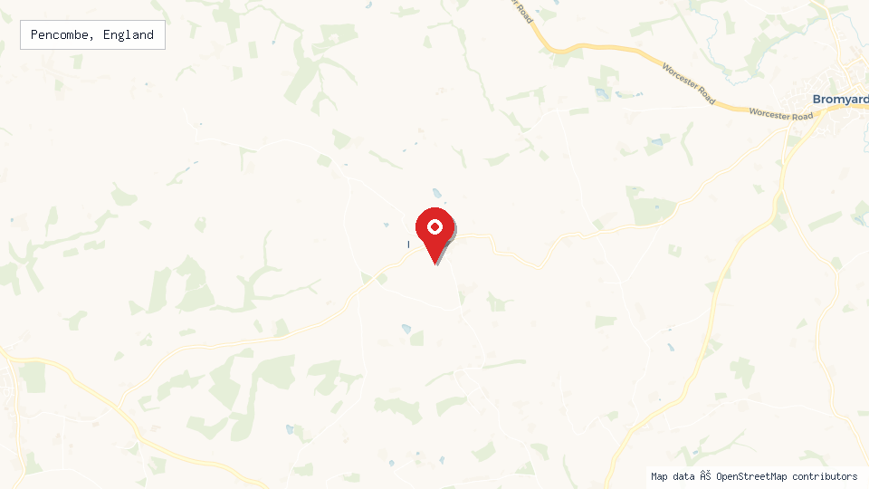 Street map of Pencombe, England with location pin