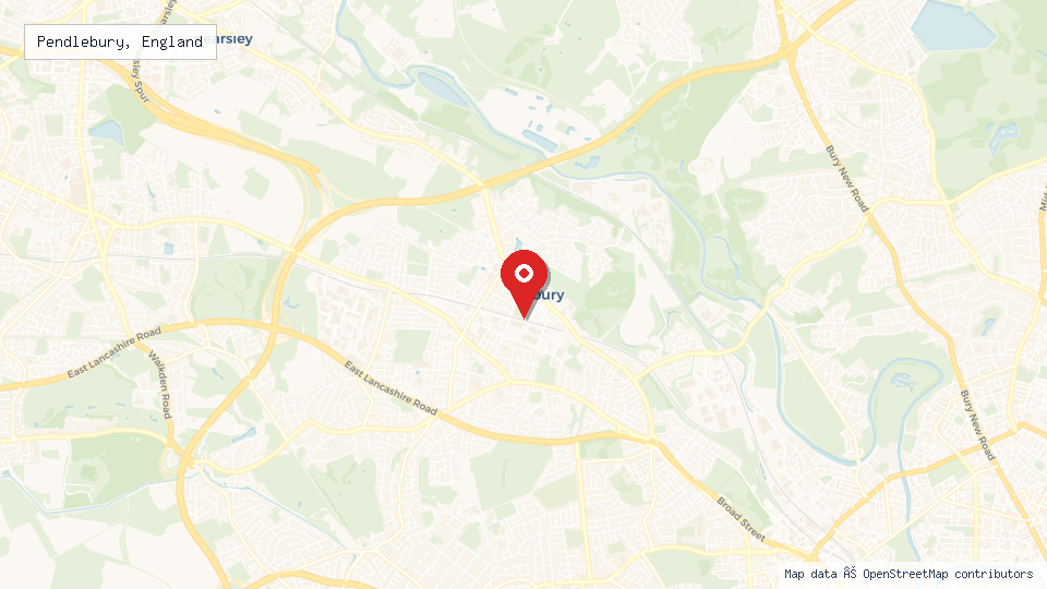 Street map of Pendlebury, England with location pin