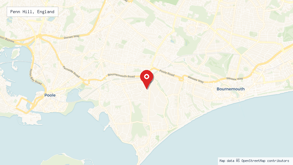 Street map of Penn Hill, England with location pin