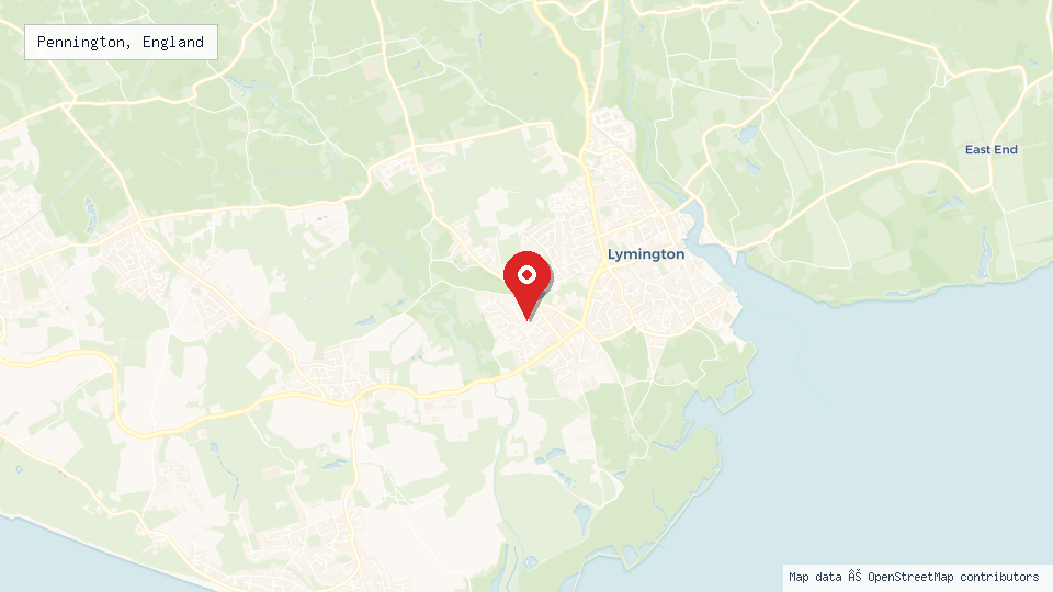 Street map of Pennington, England with location pin