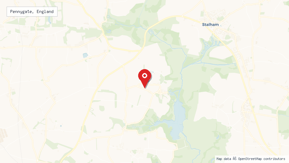 Street map of Pennygate, England with location pin