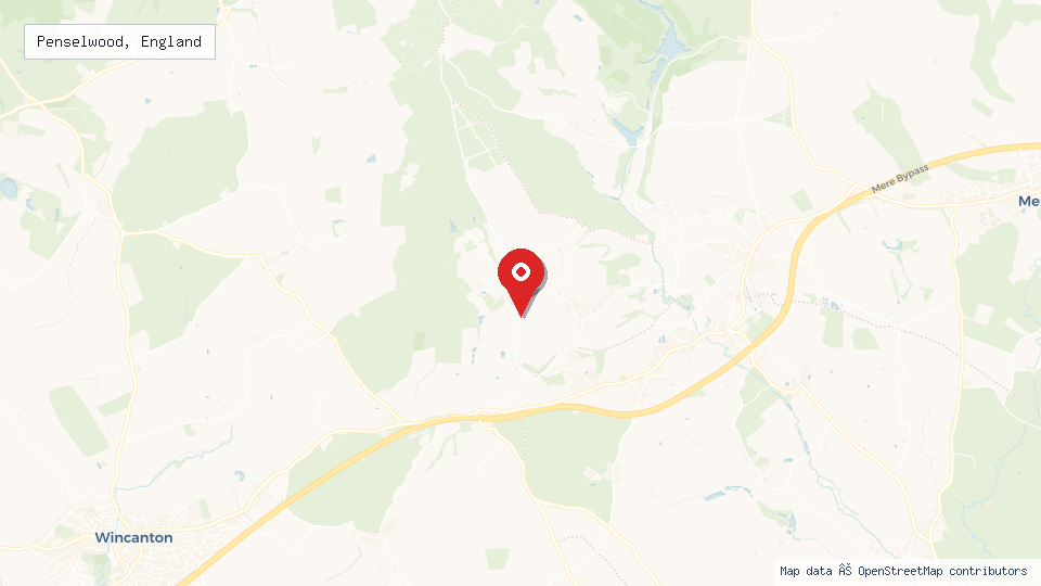 Street map of Penselwood, England with location pin