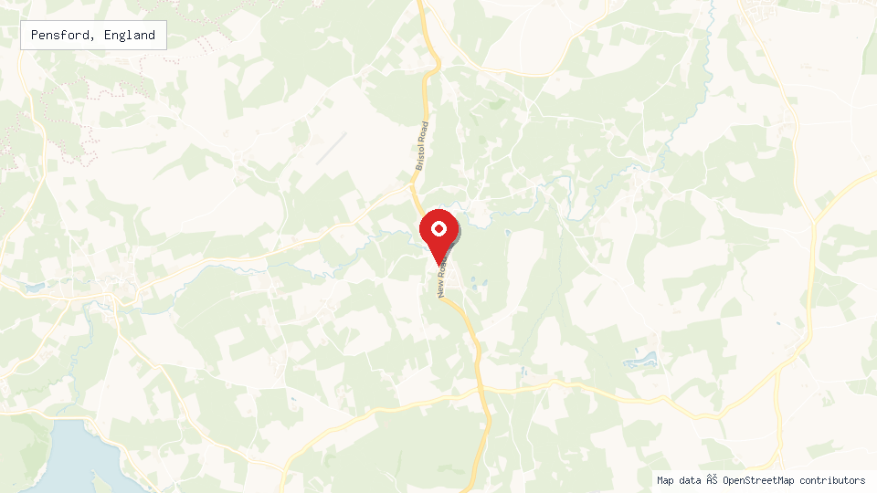 Street map of Pensford, England with location pin