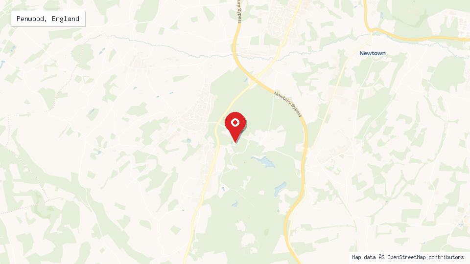 Street map of Penwood, England with location pin
