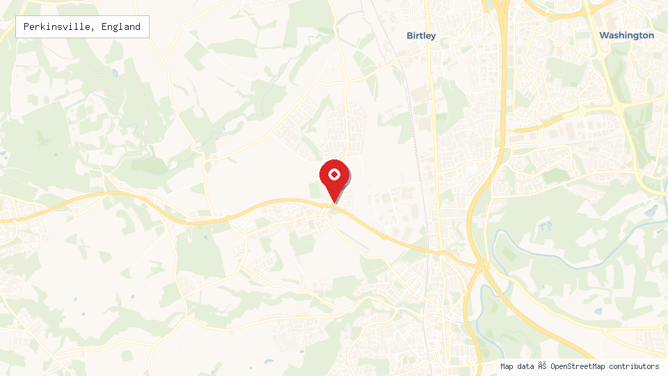 Street map of Perkinsville, England with location pin