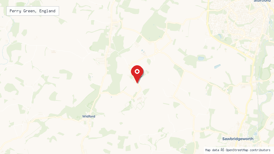 Street map of Perry Green, England with location pin