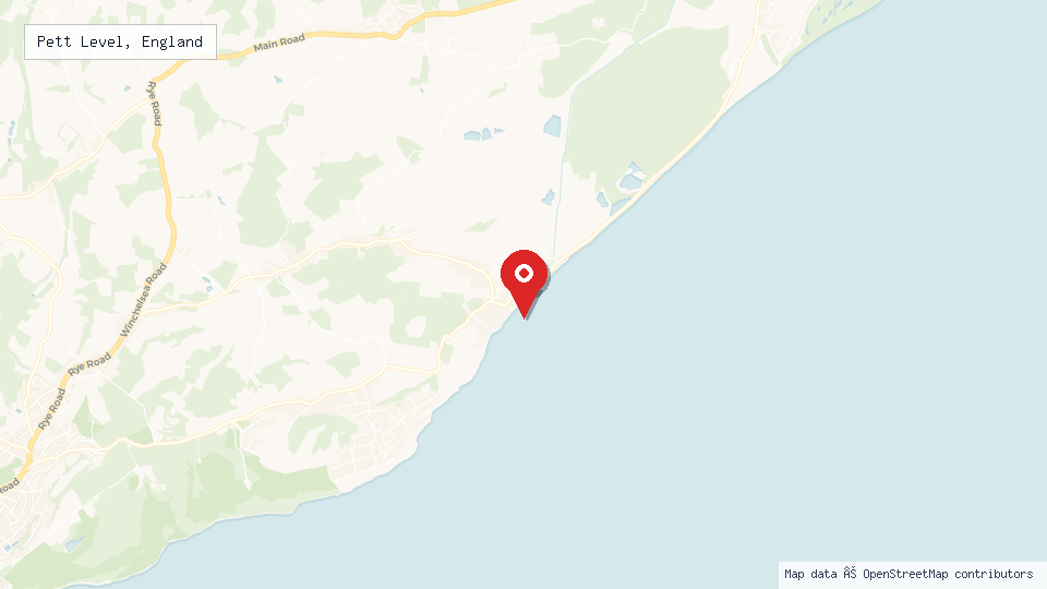Street map of Pett Level, England with location pin