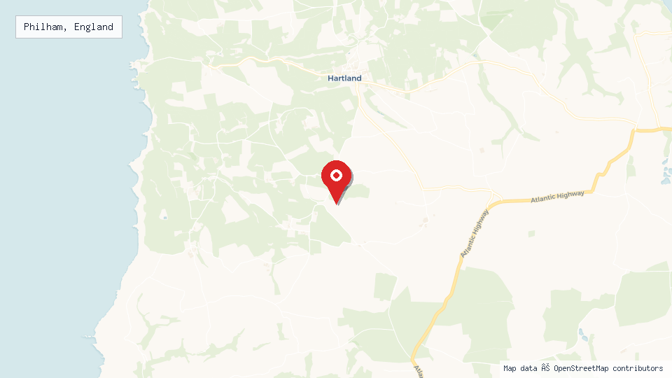 Street map of Philham, England with location pin