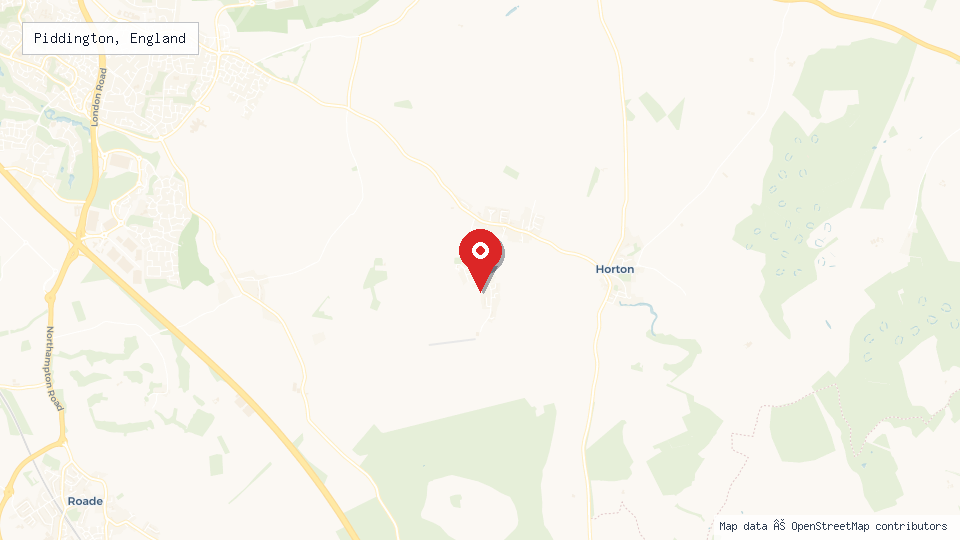 Street map of Piddington, England with location pin