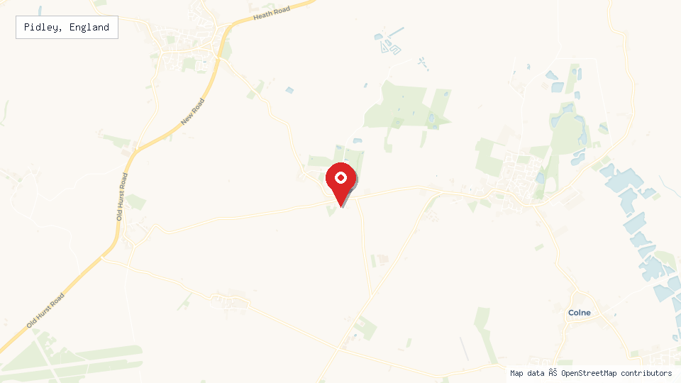 Street map of Pidley, England with location pin