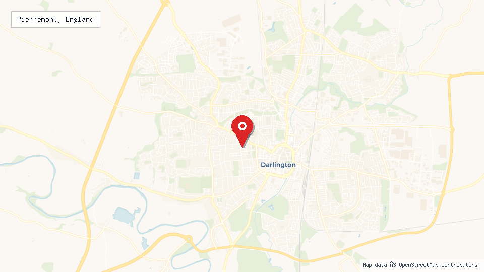 Street map of Pierremont, England with location pin