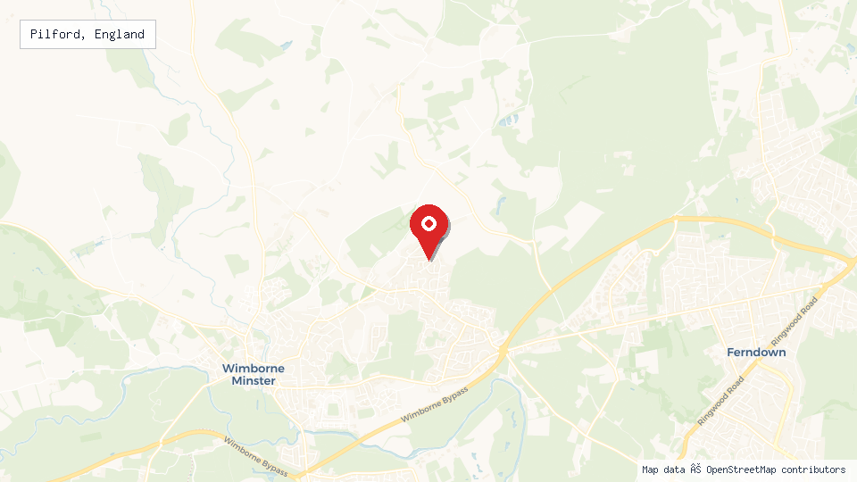 Street map of Pilford, England with location pin