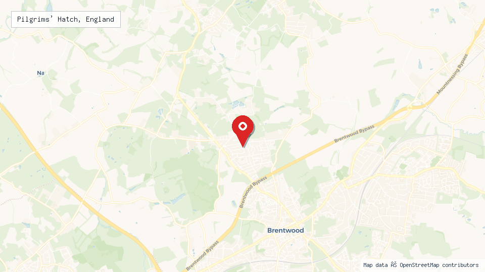 Street map of Pilgrims' Hatch, England with location pin