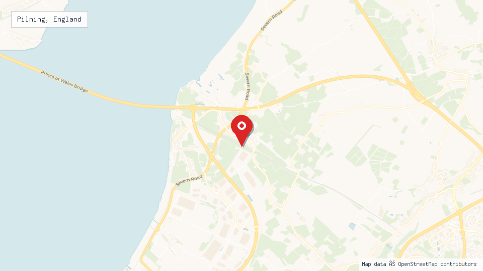 Street map of Pilning, England with location pin
