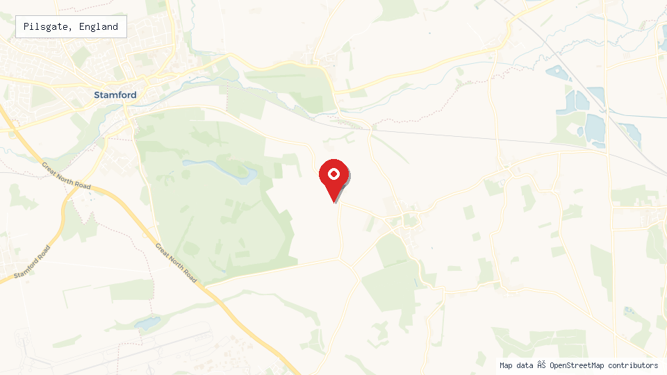 Street map of Pilsgate, England with location pin
