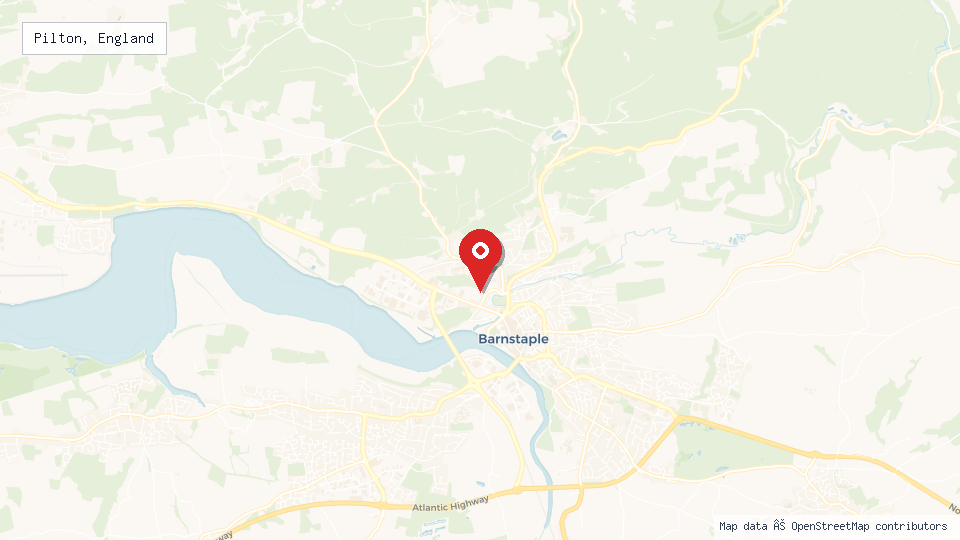Street map of Pilton, England with location pin