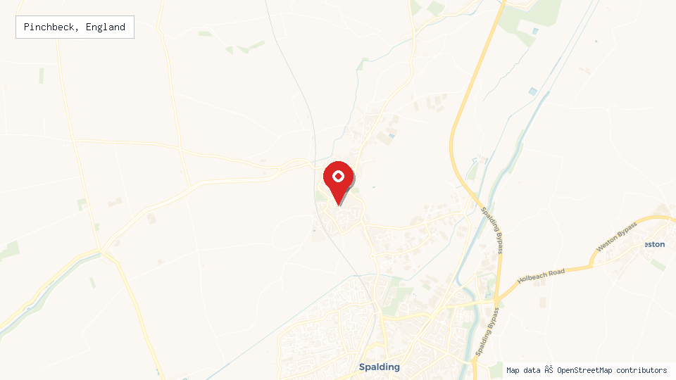 Street map of Pinchbeck, England with location pin