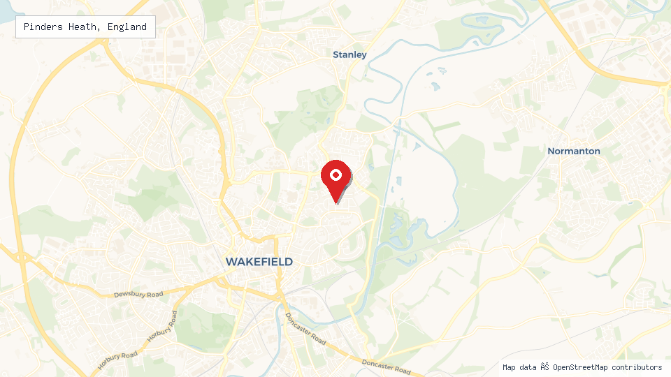 Street map of Pinders Heath, England with location pin