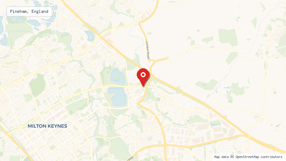 Street map of Pineham, England with location pin