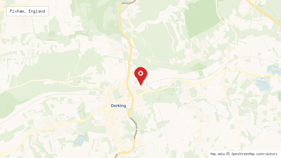 Street map of Pixham, England with location pin