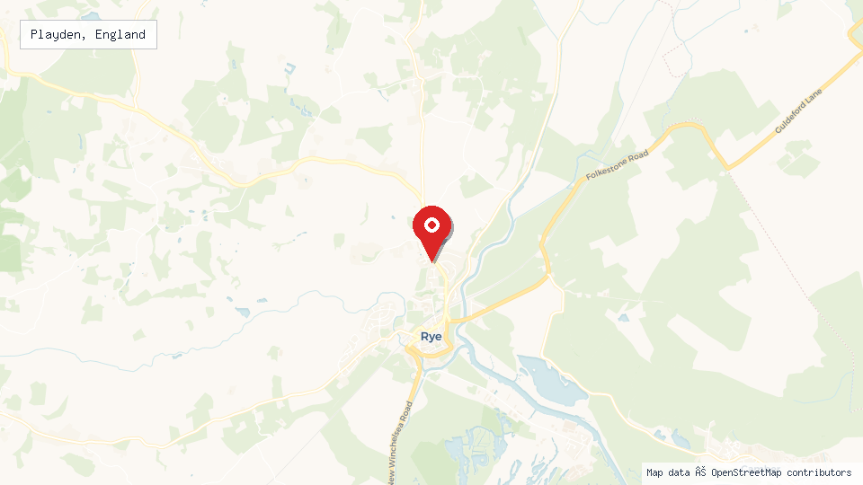 Street map of Playden, England with location pin