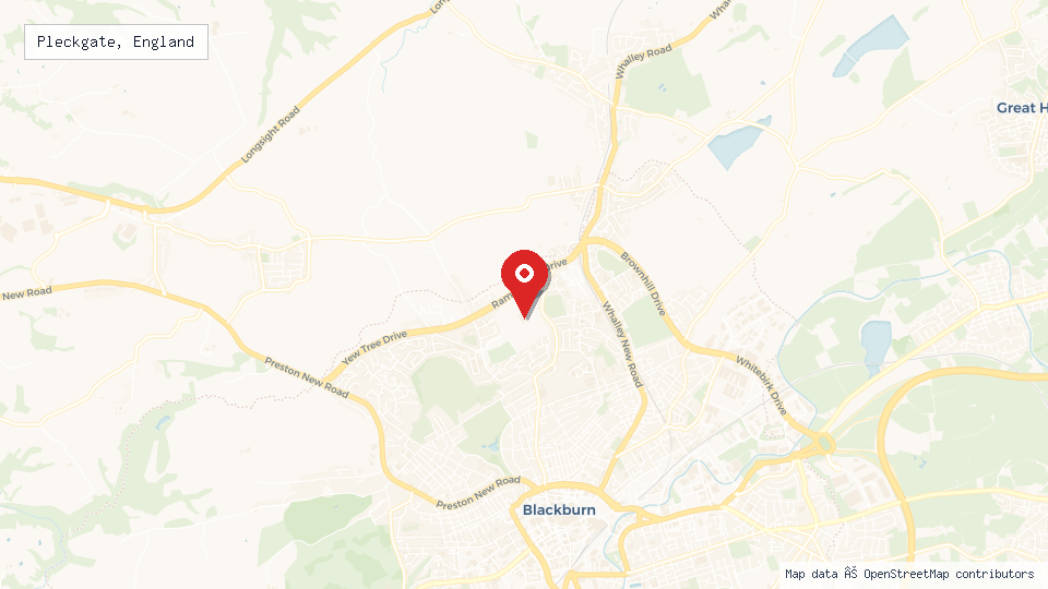 Street map of Pleckgate, England with location pin