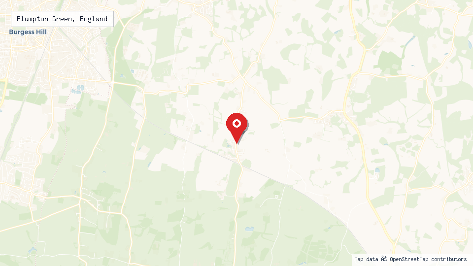 Street map of Plumpton Green, England with location pin