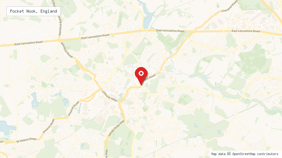 Street map of Pocket Nook, England with location pin