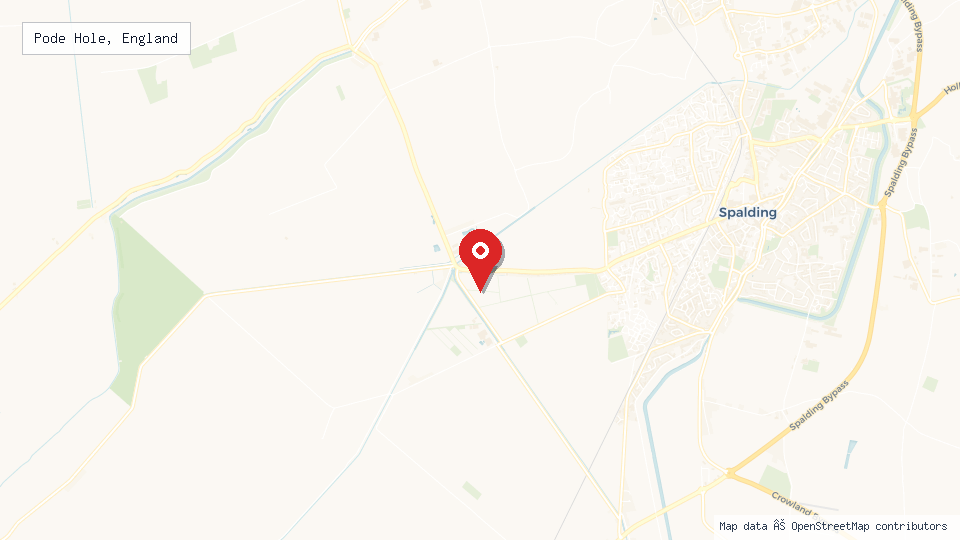Street map of Pode Hole, England with location pin