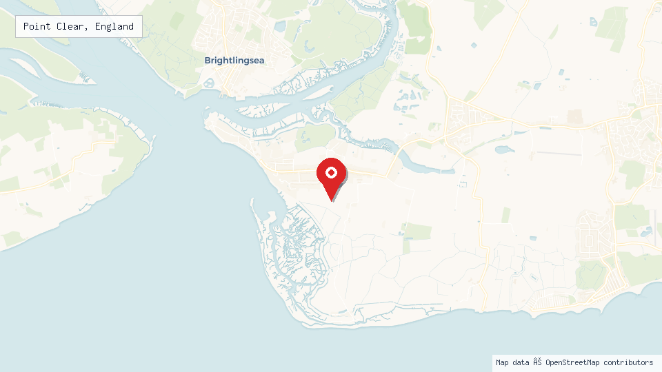 Street map of Point Clear, England with location pin