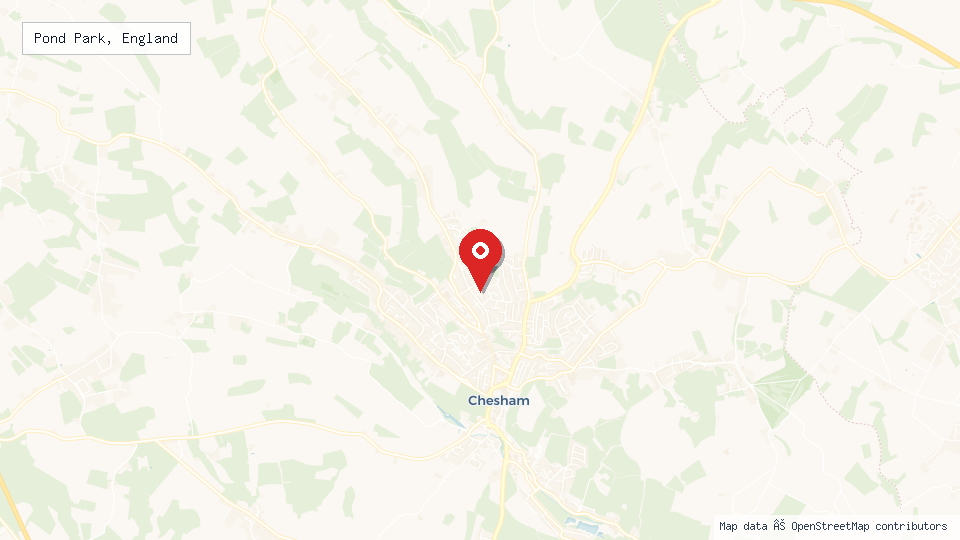 Street map of Pond Park, England with location pin