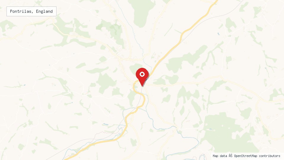 Street map of Pontrilas, England with location pin