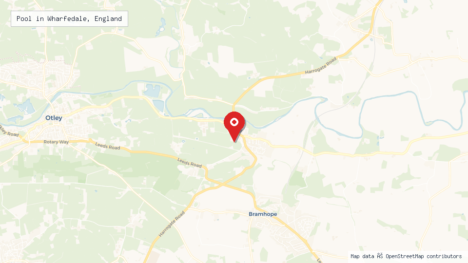 Street map of Pool in Wharfedale, England with location pin