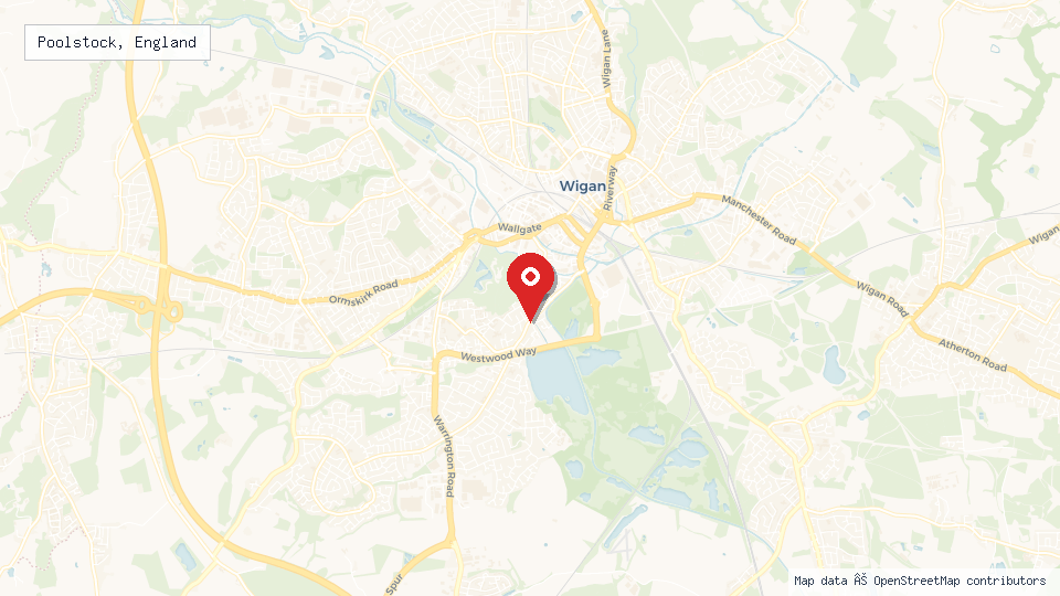 Street map of Poolstock, England with location pin