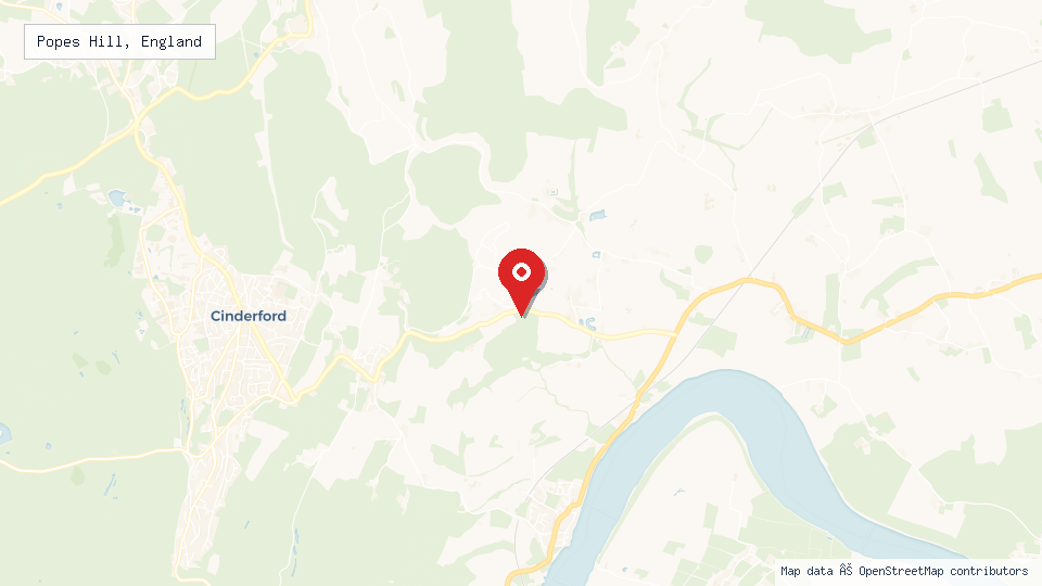 Street map of Popes Hill, England with location pin