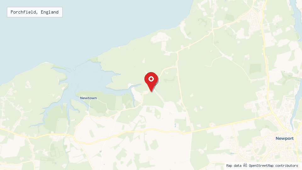 Street map of Porchfield, England with location pin