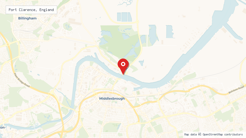 Street map of Port Clarence, England with location pin
