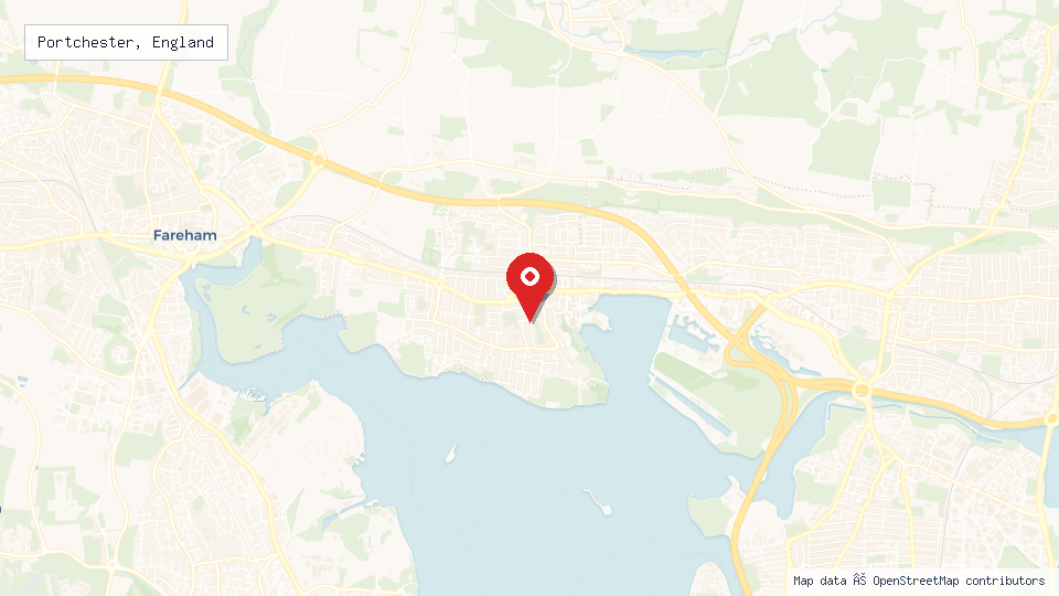 Street map of Portchester, England with location pin