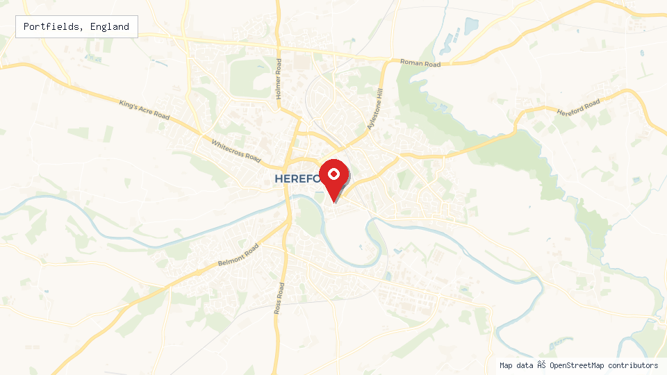 Street map of Portfields, England with location pin