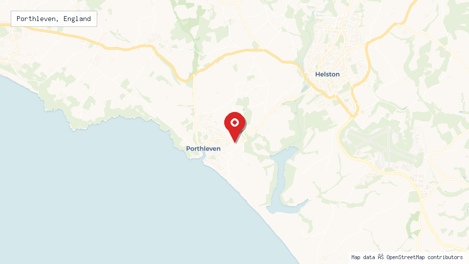 Street map of Porthleven, England with location pin