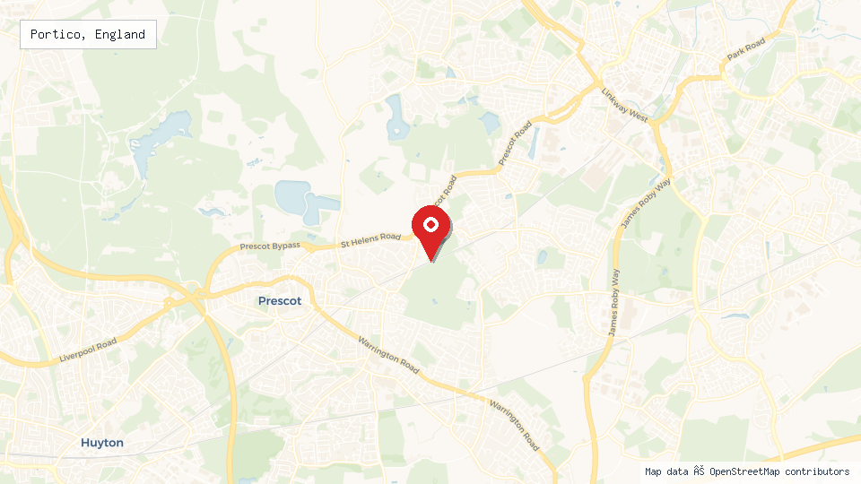 Street map of Portico, England with location pin