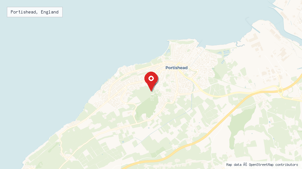 Street map of Portishead, England with location pin