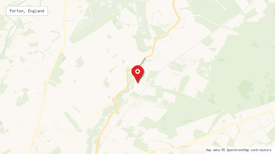 Street map of Porton, England with location pin